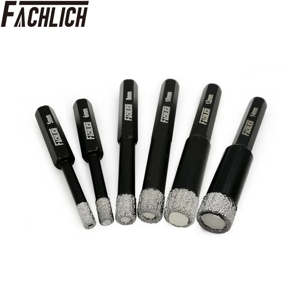 

5pcs Drill Core Hole Saw Diamond Drilling Bit with Hex Shank Dry Drill Bits for Tile Porcelain Hole Saw 5/6/8/10/12/14mm