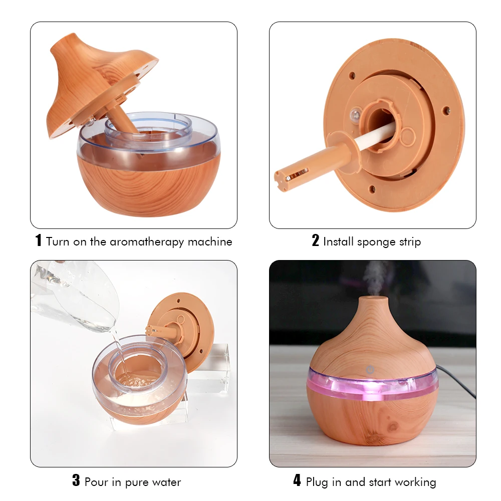 300 мл USB увлажнитель воздуха Электрический арома диффузор деревянный
