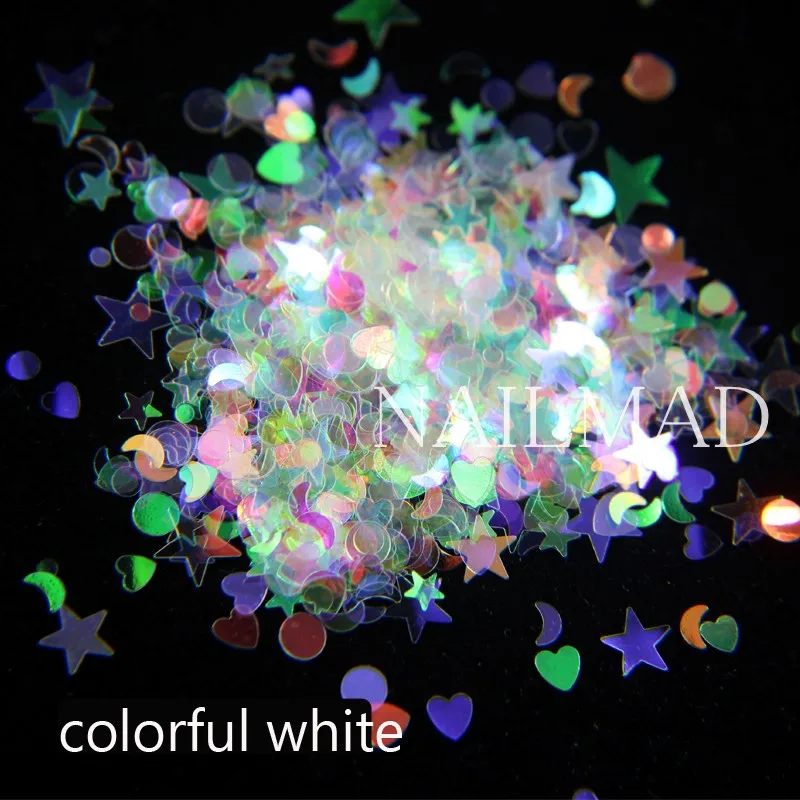 4 5 г/коркор. Блестки для дизайна ногтей смешанные Звезды Луна Акриловые Блестящие