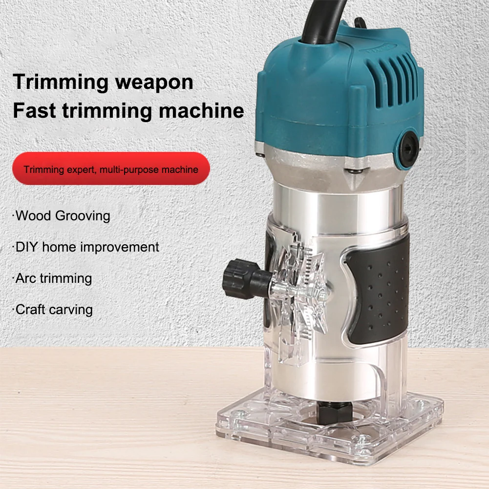 

220/110V Electric Hand Trimmer Wood Router Portable Electric Trimmers Wood Milling Engraving Slotting Trimming Carving Machine