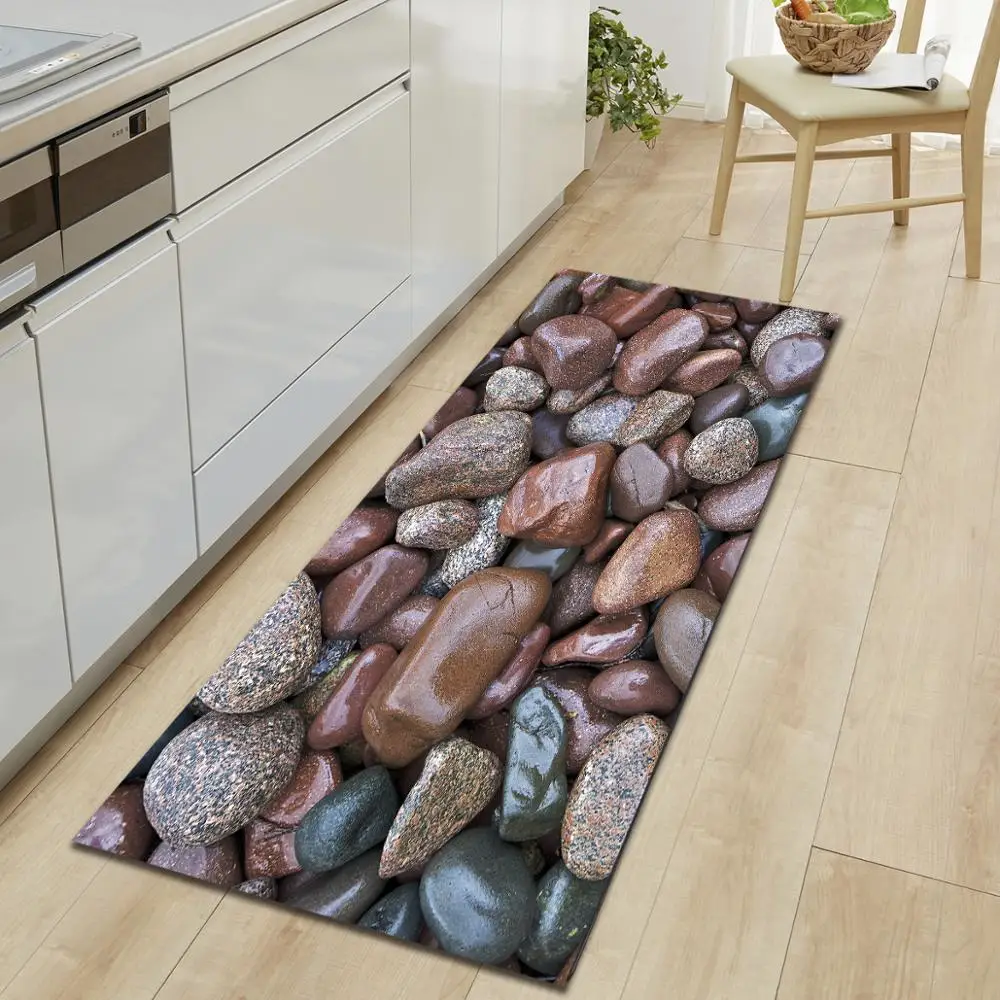 

Pebble Printed Doormats For Entrance Door Anti-slip Floor Mats For Hallway Bathroom Floor Mats Absorbent Kitchen Area Rug