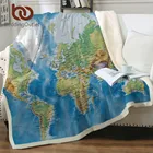 Флисовое одеяло BeddingOutlet, супермягкое мягкое бархатное покрывало с ярким принтом, Карта мира, 130x150