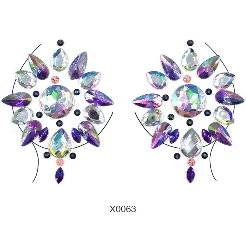 3D с украшением в виде кристаллов на груди Драгоценности временная татуировка