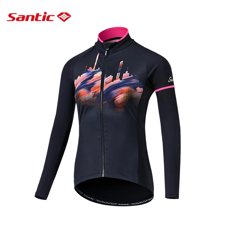 

Женская велосипедная кофта Santic с длинным рукавом, зимняя одежда для горного и шоссейного велосипеда, флисовые ветрозащитные Теплые Топы, ве...