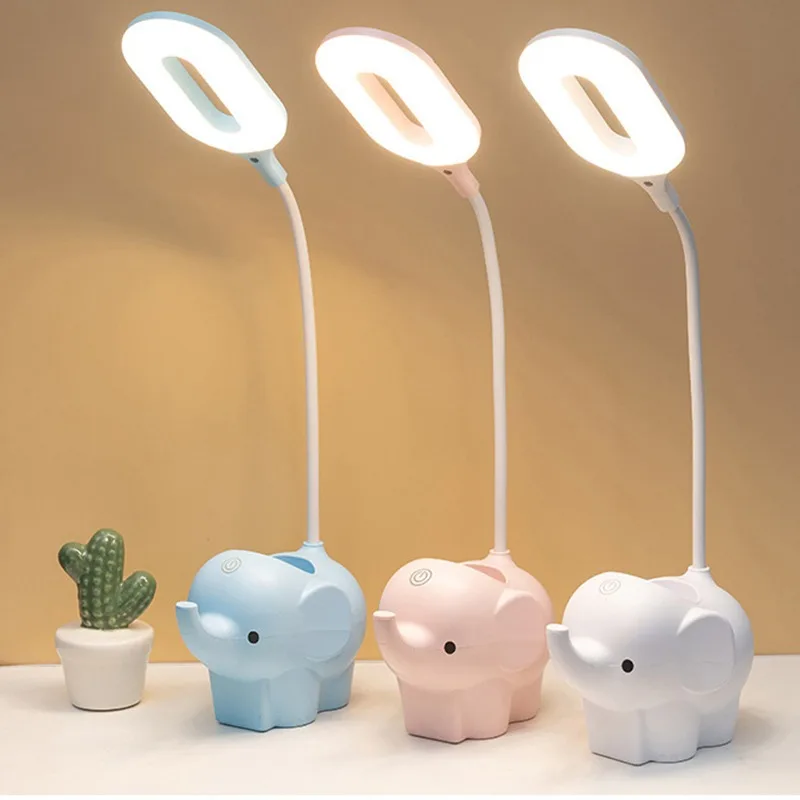 

Creative Elephant Animal Led Table Lamp Charging Plug-in Dual-Use Three-Color Temperature Adjustable Learning Table Lamp
