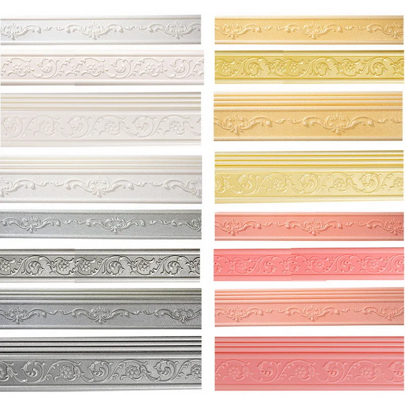 

3D Foam Wall Edge Strip Stickers Self Adhesive Waterproof Baseboard Corner Waist Line Sticker Wallpaper Border Home Decorations