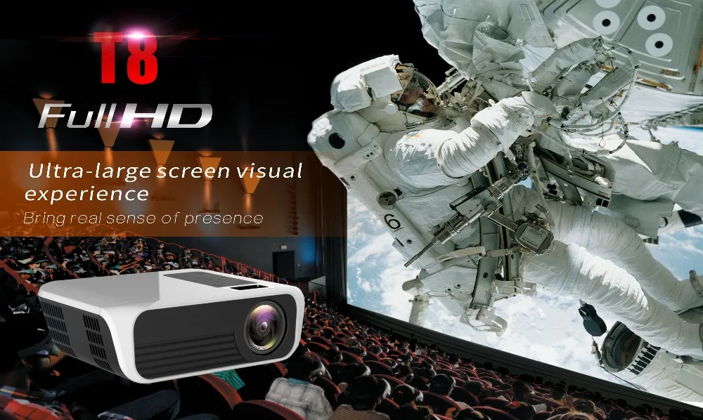 ByJoTeCH T8 светодиодный проектор 4500 люмен 1920*1080 домашний кинотеатр Full HD 1080P Amlogic S905 2G 16G Android 7,1 Proyector Beame