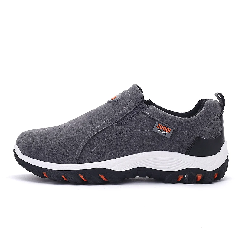 High Quality Vulcanized Shoes Men Autumn Winter Soft Comfortable Outdoor Non-slip Walking Trainers Male Fashion Slip-on Sneakers - Цвет: Темно-серый