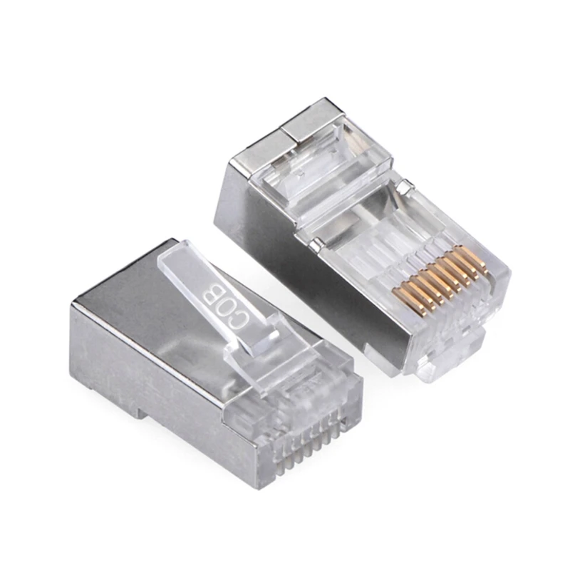 10 Pcs RJ 45 Cable Crimp Ethernet Connector Shielded Connectors Modular Plug