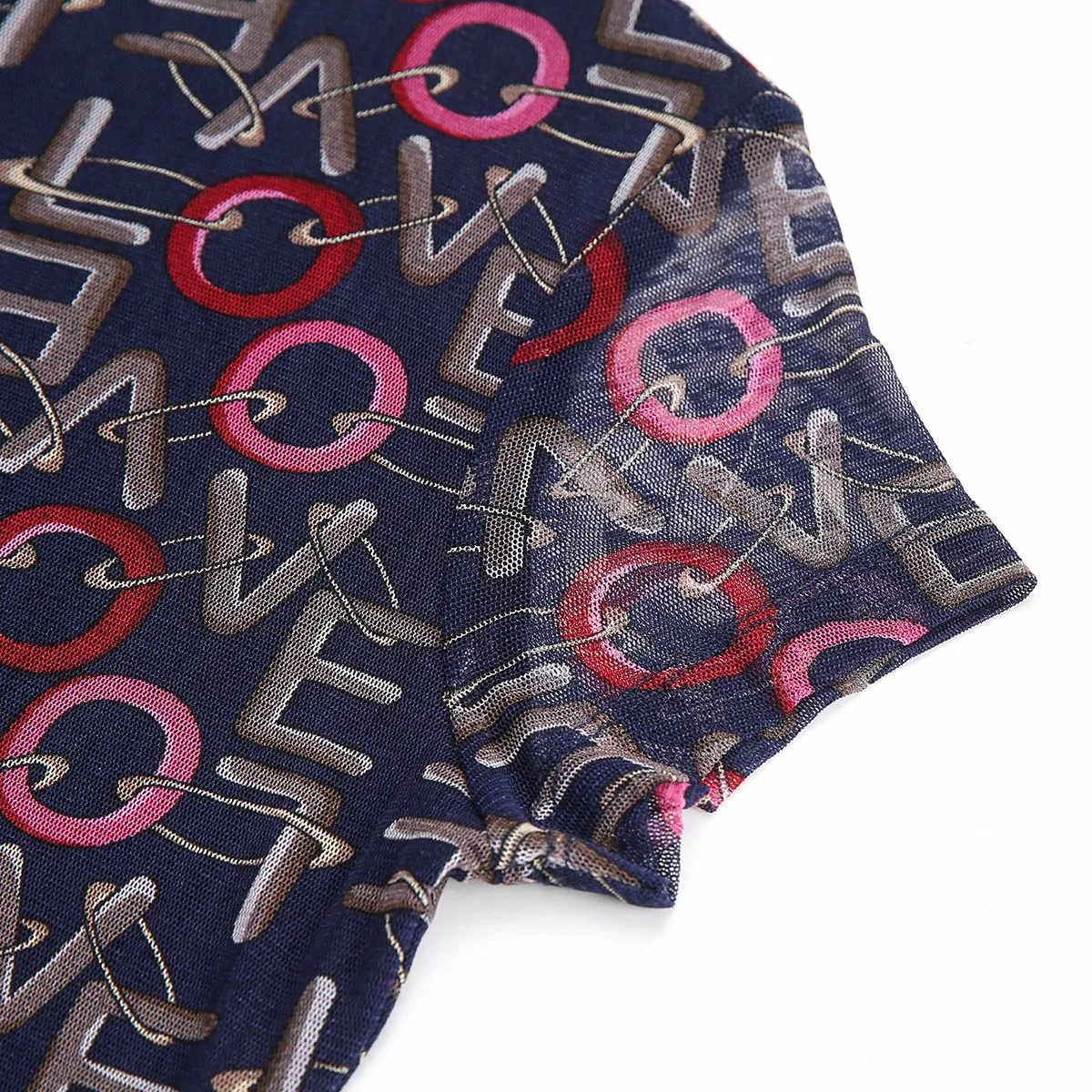 

masigoch Skin-friendly and comfortable 100% mulberry silk women's mesh half-high collar short-sleeved women's T-shirt