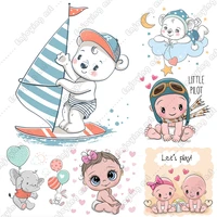 cute baby sporting baby pilot new metal cutting dies stencils for scrapbooking diy christmas card birthday card stamps and dies