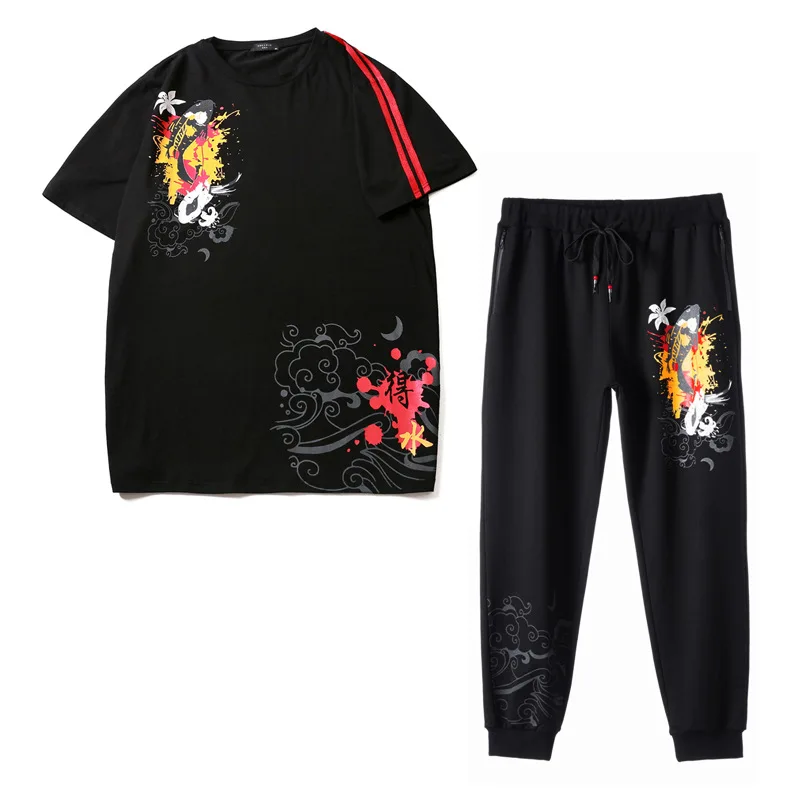 

Package 21036 + 009 thin as fish in water large men's two piece short sleeve trousers