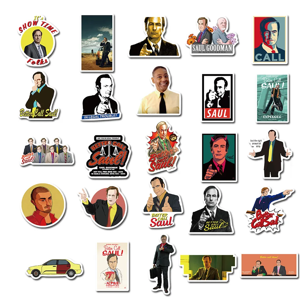 50 шт./компл. TV Show Better Call Saul Sticker s для ноутбука ПК гитарная надпись чемодан