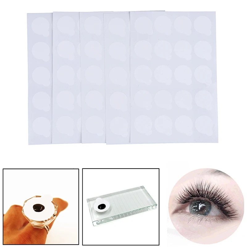 

100pcs Disposable Eyelash Glue Holder Pallet Paper Eyelash Extension Glue Pads Sticker 2.5cm Stand On Eyelash Jade Stone Makeup