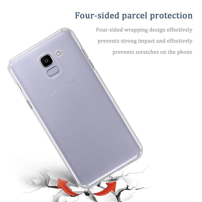 Прозрачные чехлы-Бампер для Samsung Galaxy J6 2018 мягкий силиконовый чехол из ТПУ камеры
