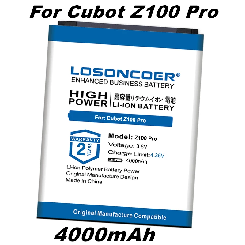 Аккумулятор для смартфона LOSONCOER Z100 Pro Z100Pro 4000 мАч|Аккумуляторы мобильных