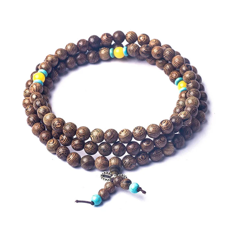 Многослойный деревянный браслет с бусинами для пар маленький Будды мужской и