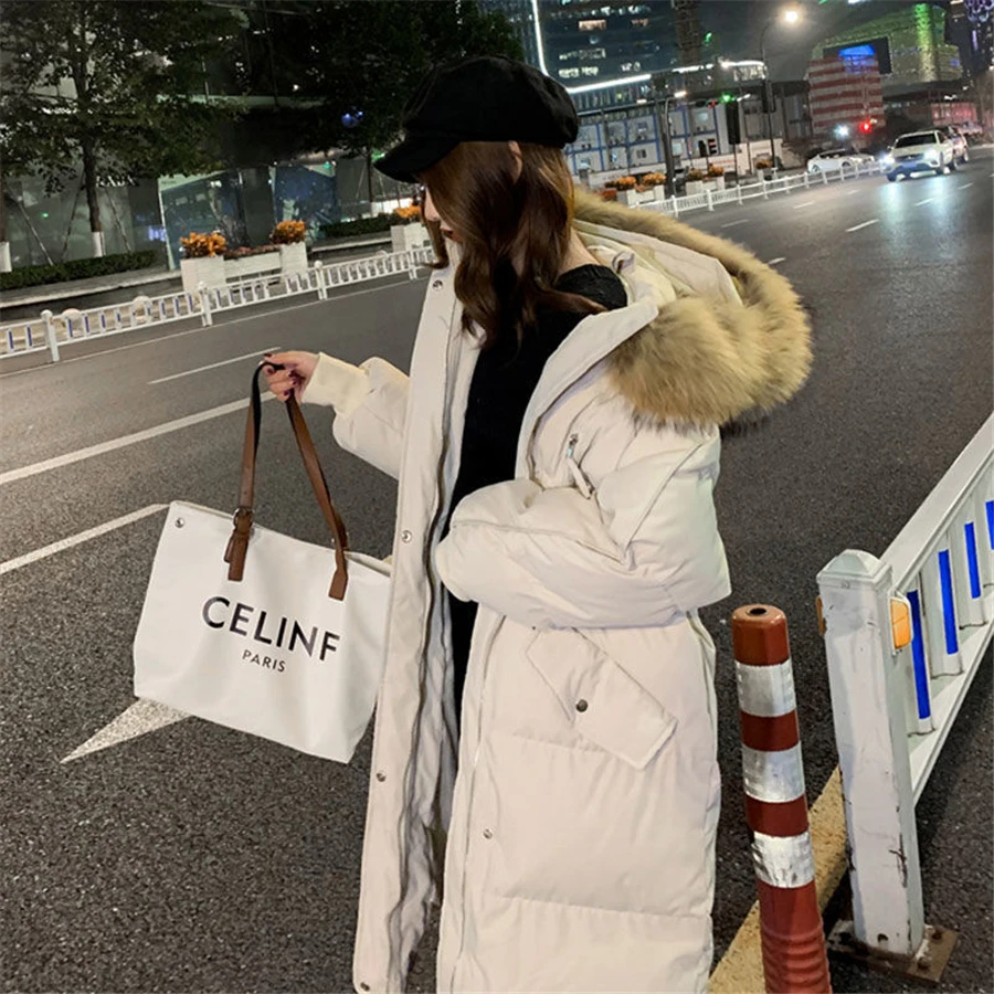 

LA CISNE Over-the-knee Down Jacket Women Mid-length Korean Style Loose New Winter Coat Cotton-padded Jacket