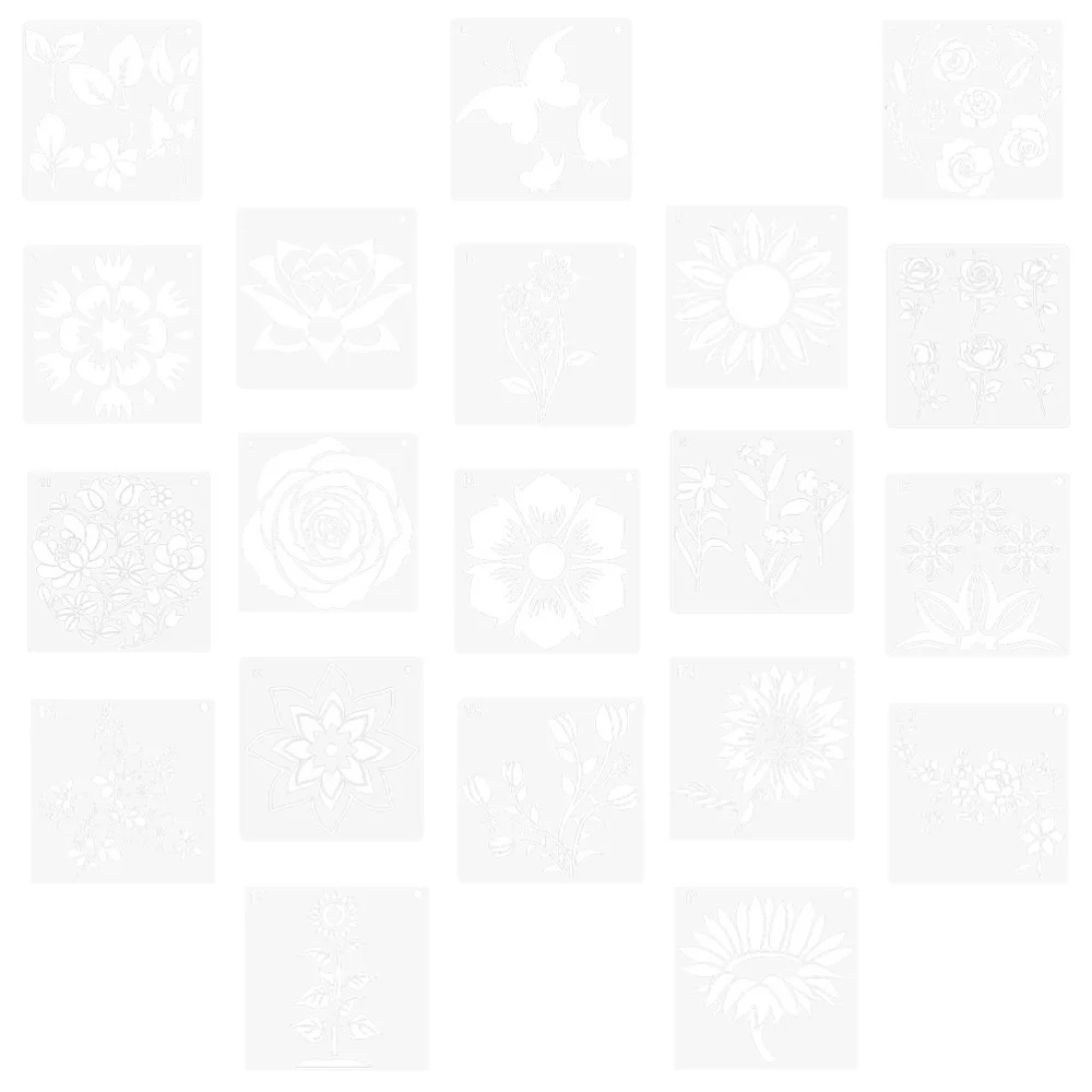 

20Pcs Flower Stencil Painting Templates Crafts and Scrapbook Decoration (White)