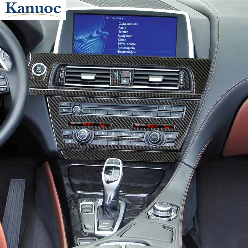 

12 шт./компл. для BMW 6 серии F12 F13 купе покрываемый 2011-2018 Автомобильная центральная консоль CD панель отделка углеродное волокно стикеры аксессу...