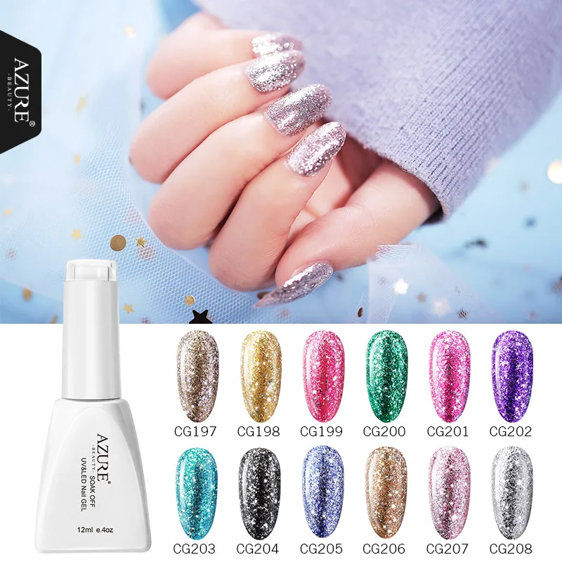 УФ гель для ногтей Azure Beauty 12 мл серия платиновых цветов гибридные Лаки