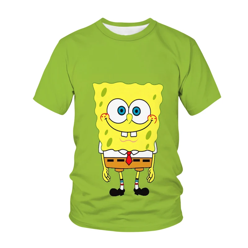 

Funny Yellow T-Shirt boys Sponge Family Printing 3D T-Shirt Sportswear girls Cartoon Shirt Unisex Summer Top Clothes 2021
