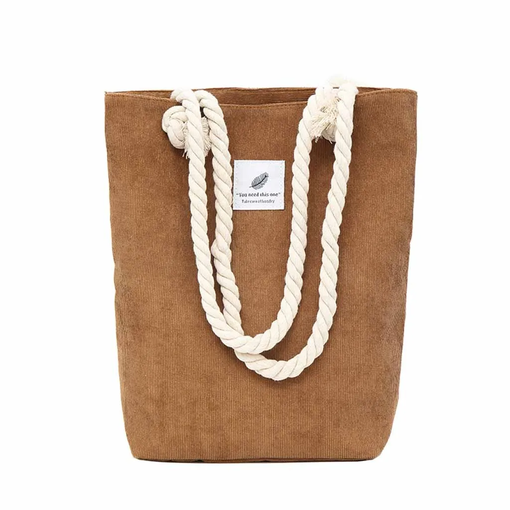 Large Canvas Bag For Women Corduroy Handbag Shoulder Bags Green Shopping waterproof bag girls Handbag1112#B | Багаж и сумки