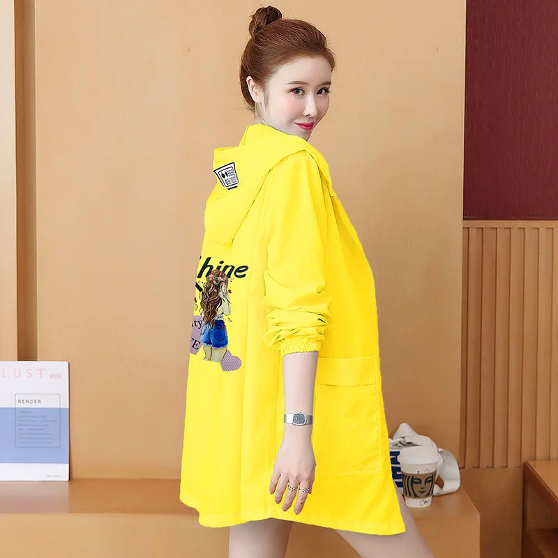 #5382 красная желтая синяя зеленая ветровка с принтом женское повседневное длинное