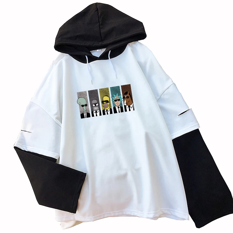 Толстовка с капюшоном и длинным рукавом в стиле Харадзюку|Женские толстовки