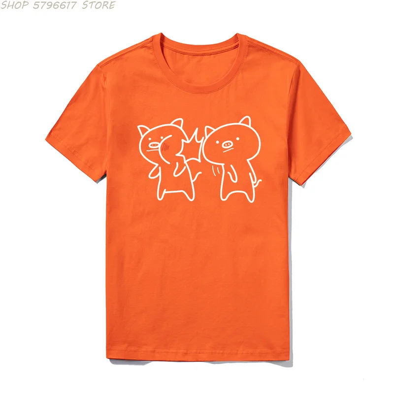 

100% Cotton Men Graphic T Shirts Pig Funny Print Mens Clothing DIY Anime Men's Shirt Harajuku Oversized T-Shirt 5XL Man Clothes