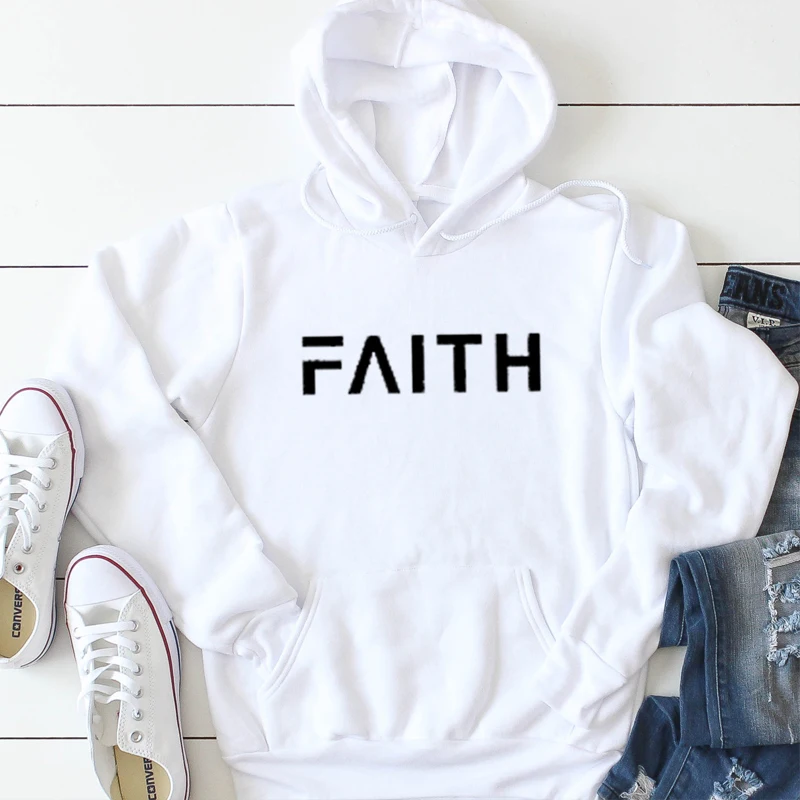 Женские толстовки с капюшоном и надписью Faith повседневные Пуловеры большого