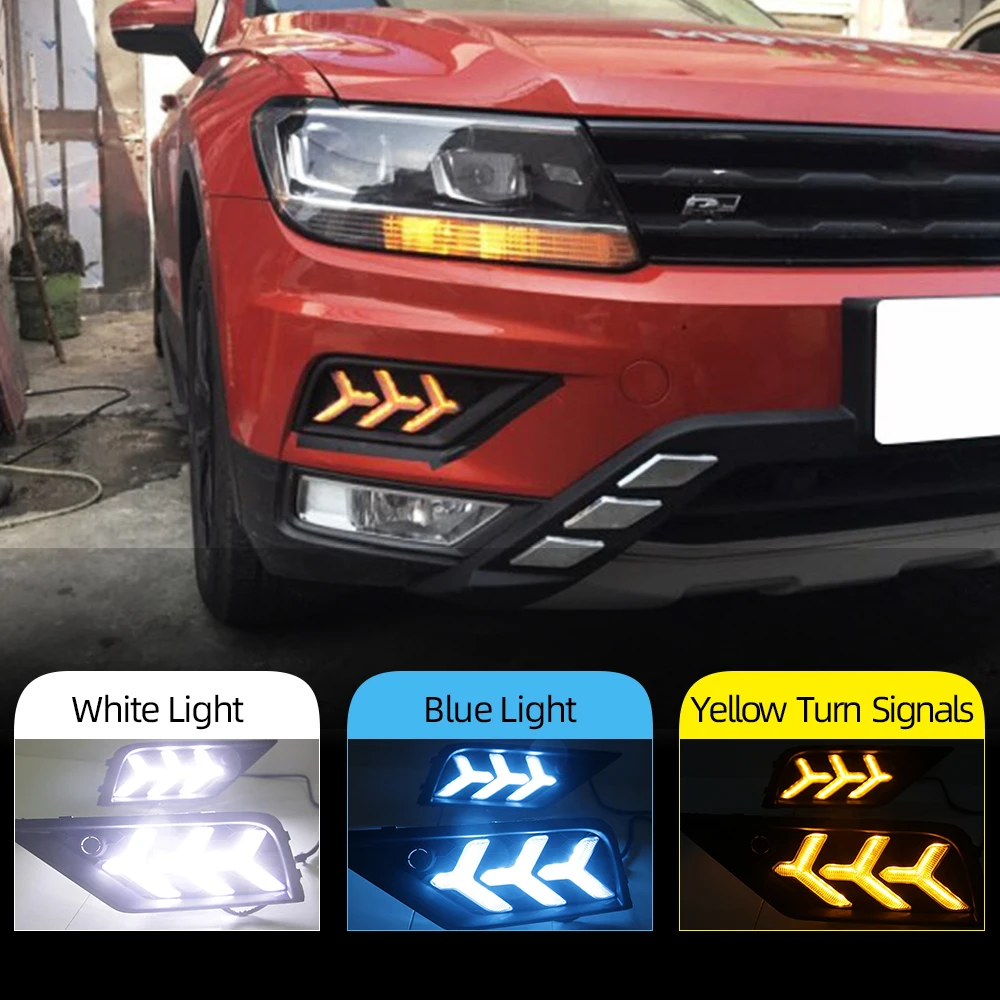 2 шт. Автомобильные светодиодные дневные ходосветильник для Volkswagen VW Tiguan 2017 2018 2019