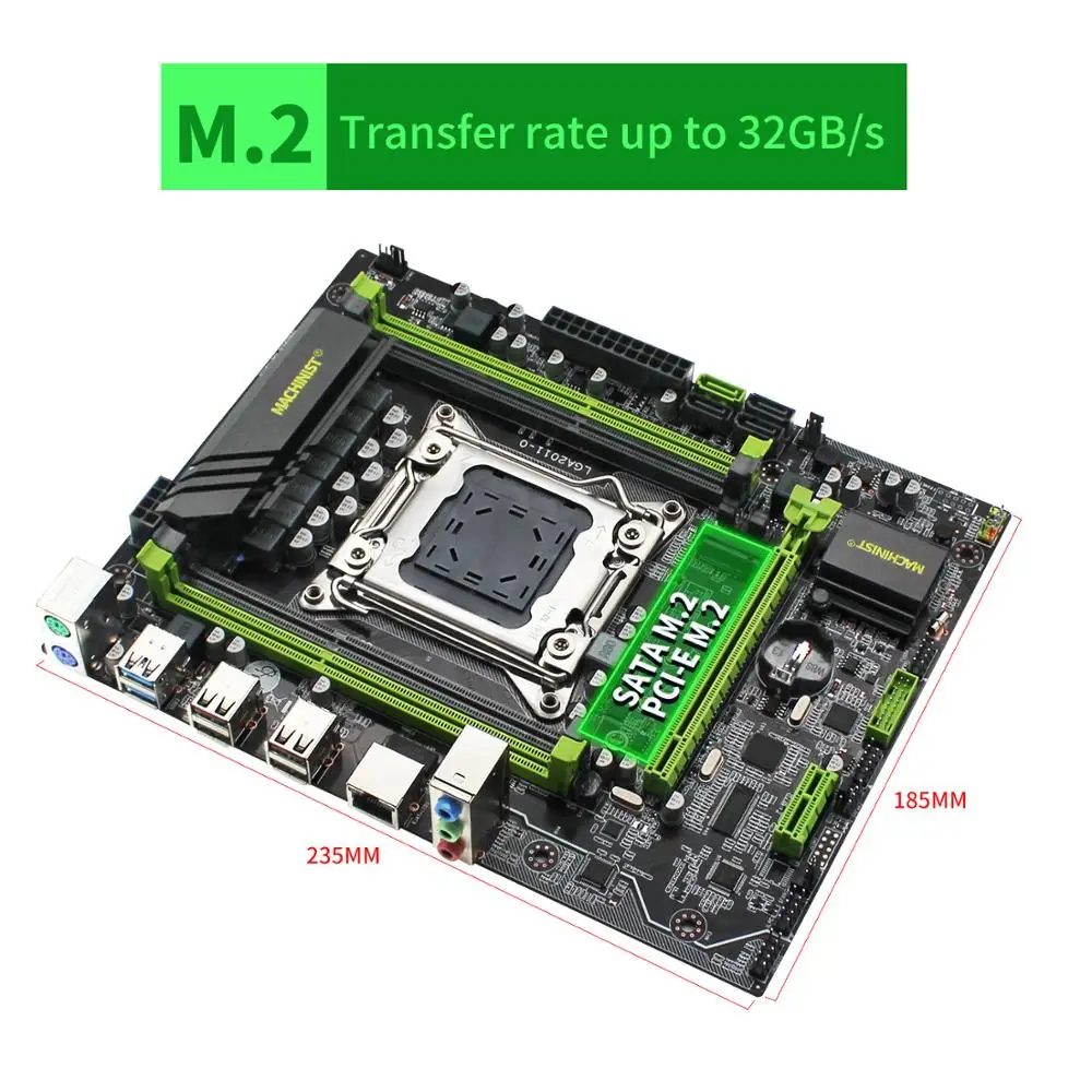 Комплект материнской платы X79 lga 2011 с процессором Intel Xeon E5 1620 память DDR3 4*8 ГБ (32 ГБ) ECC