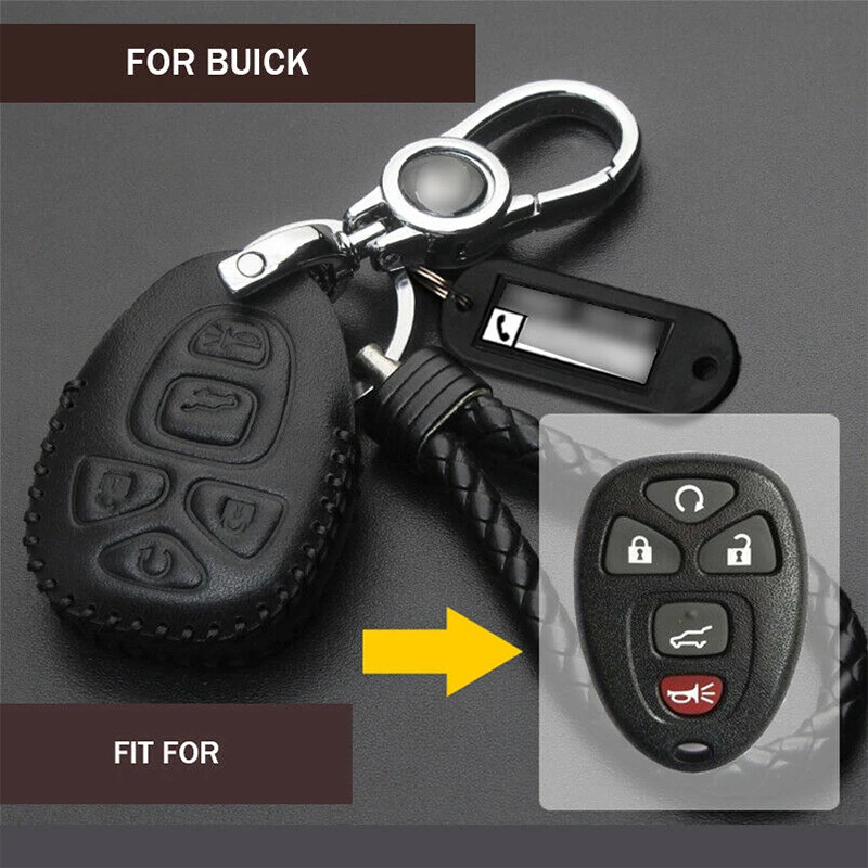 

1 X Fashion Genuine Leather Key Case Keychain Cover Holder Skin Shell Protector For Buick Cadillac Chevy GMC Stying Accessories