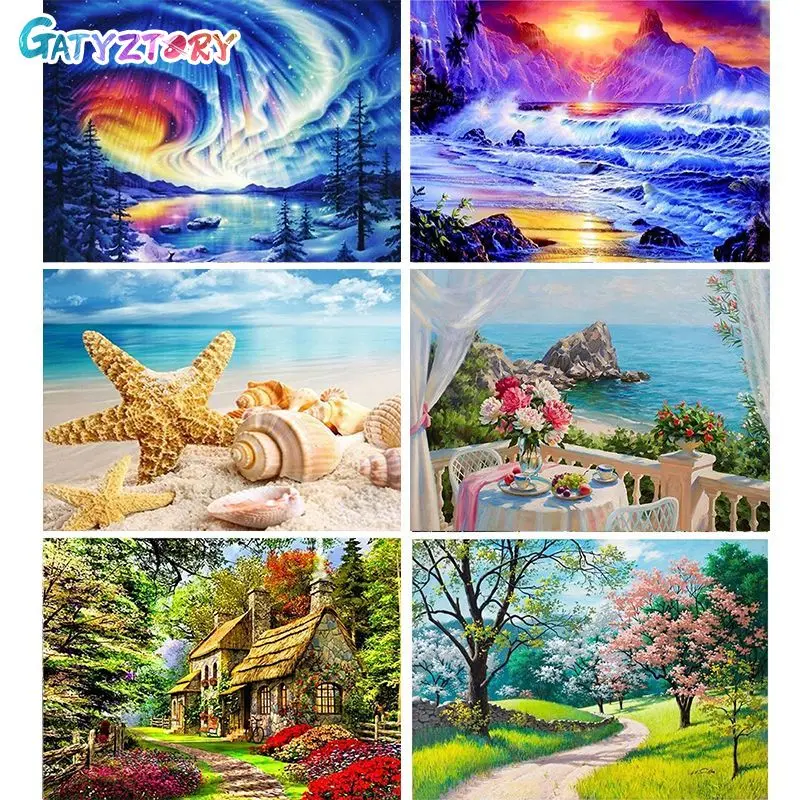 

GATYZTORY DIY Diamond Embroidery Nature Landscape Diamond Painting Scenery Cross Stitch New Arrival Room Decoration