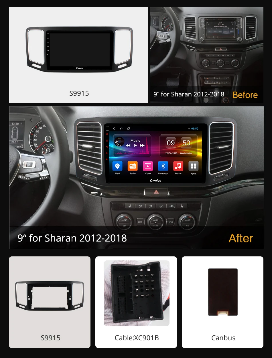 Ownice Android 9 0 Octa Core Для VW Sharan 2012 - 2017 2018 k3 k5 k6 Автомагнитола DVD 4 Гб ОЗУ 64 ПЗУ 360 Пано