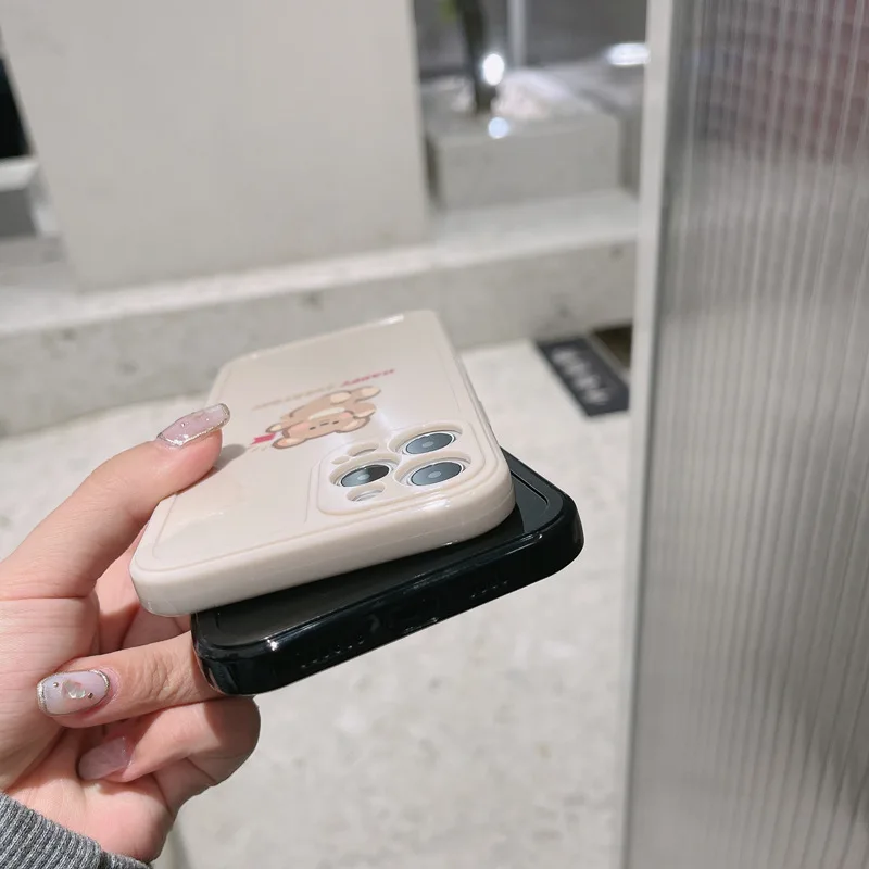 

Hot sale for iphone 11 pro max 7 8 plus xs max x xr 12 mini silicone cute flag bead cartoon phone case cover capa couple shell