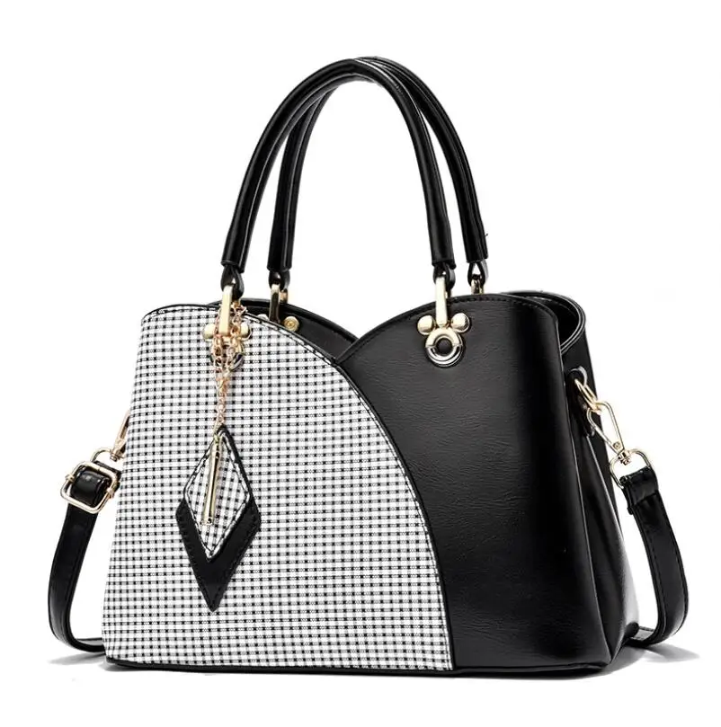 

Plaid women bags 2021 new Fashion Metal Buckle Women Handbags color matching shoulder messenger bag Lady Simple Style Hand Bags