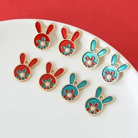 enamel bunny charm in bulk set of 10 red green metals rabbit head jewelry supplies pendants enameled easter bunny charms lk39f