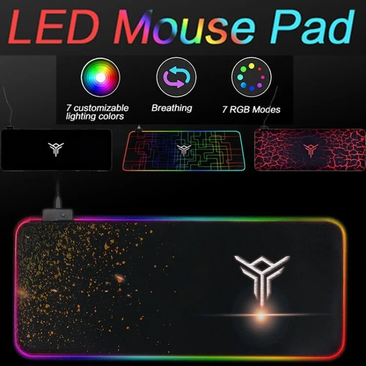 Большой игровой коврик для мыши RGB со светодиодной подсветкой клавиатура с