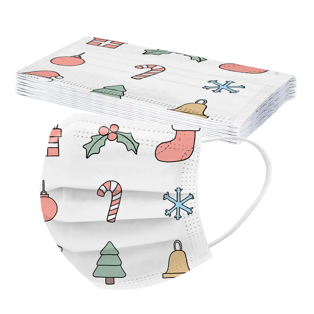 10 шт. Одноразовые Дышащие маски для лица с рождественским принтом | Дом и сад