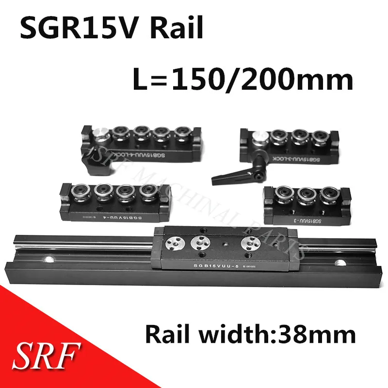 Алюминиевая квадратная направляющая ролика шириной 38 мм 1 шт. SGR15V L = 150/200 +