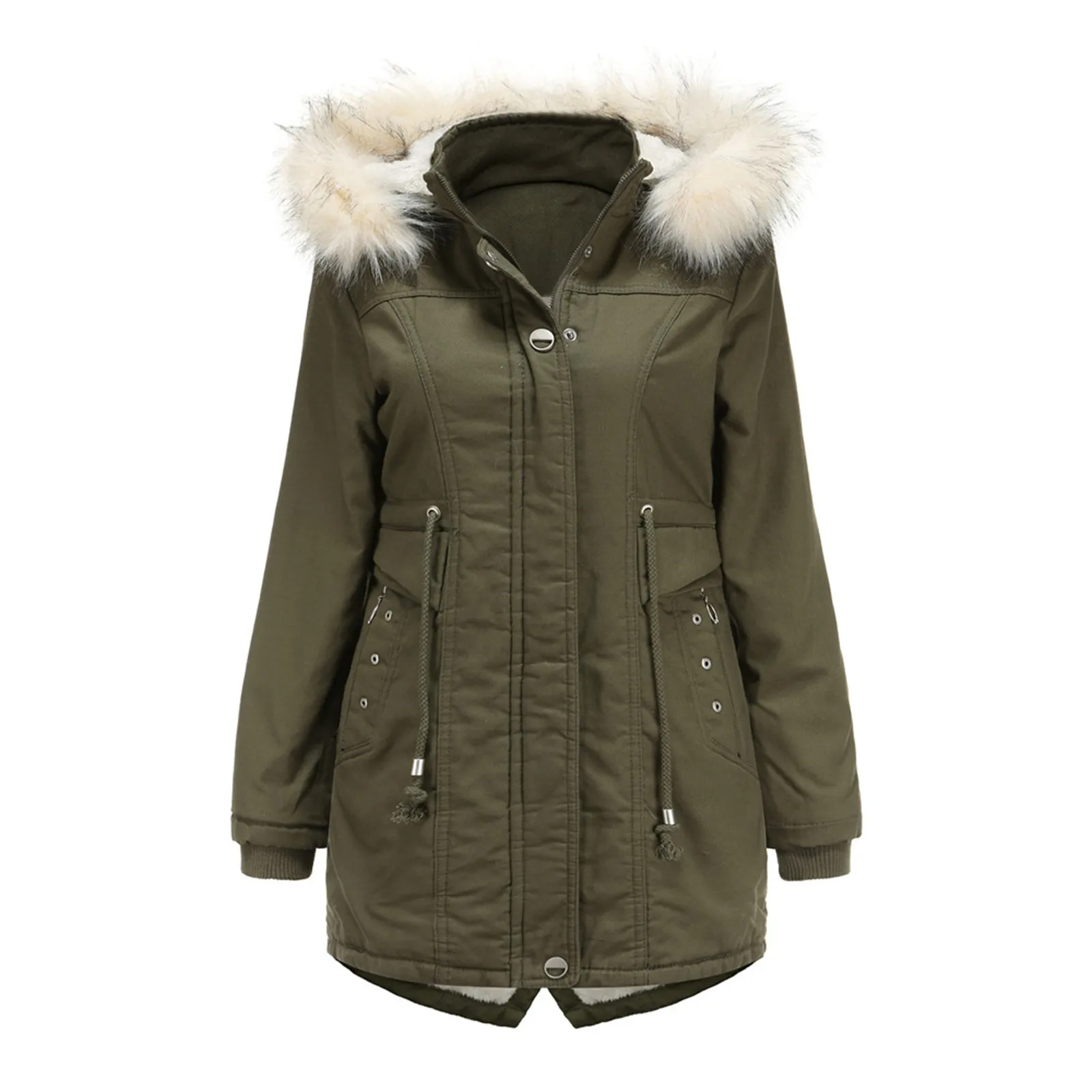 

2021 Women Winter Military Coats Cotton Wadded Hooded Jacket Casual Parka Thickness Warm Xxxl Size Quilt Snow Outwear