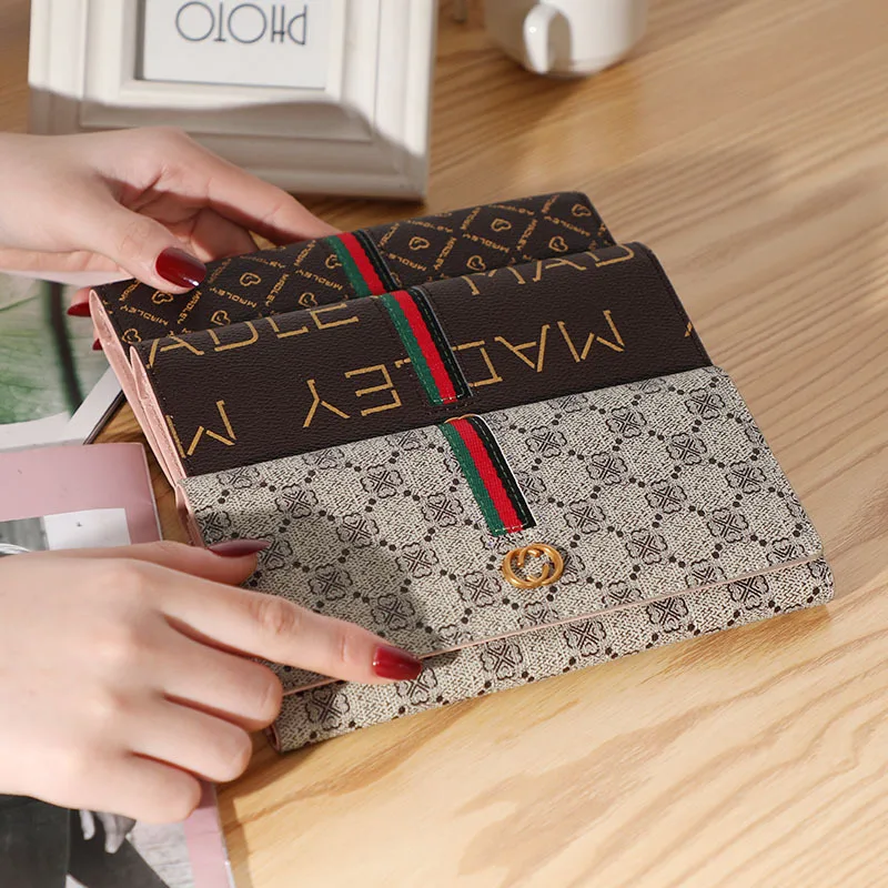 

European and American women's wallets PU leather long bag, handbag women purse women handbag zipper coin purse card holder novel