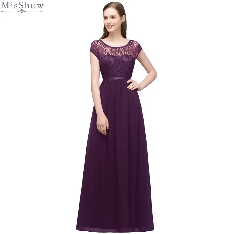 

Grape Chiffon Long Evening Dress 2019 Elegant A line Formal Party Gown Scoop Neck Sleeveless robe de soiree