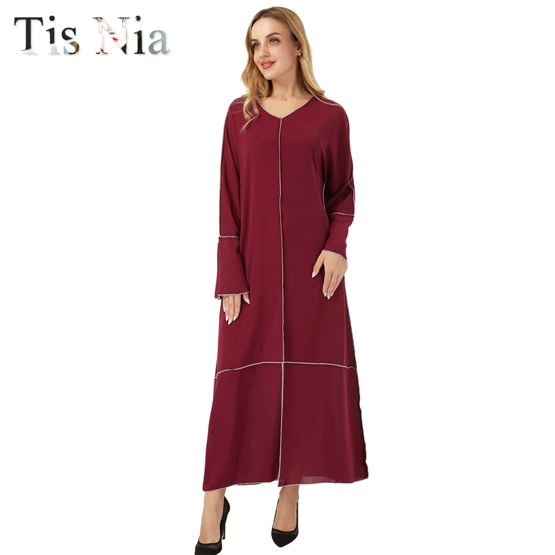 

Eid Abaya Дубай, Турция Kaftan, мусульманский хиджаб, платье, мусульманская абайя s для женщин, длинное женское платье Caftan Marocain De Wine Red XL 100GK