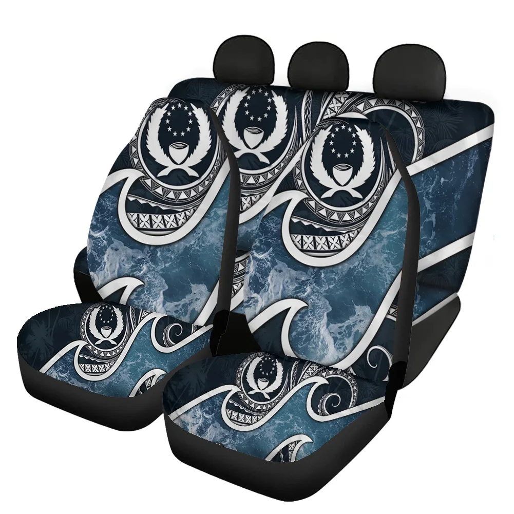 

HUGSIDEA Polynesian Sea Wave Print Universal Car Seat Cover Waterproof Auto Seat Protector Dustproof Auto Seat Supplies