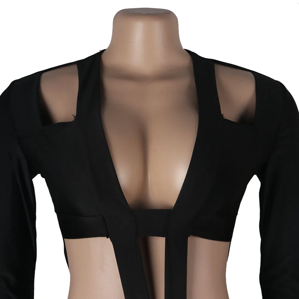 

Casual Women Jumpsuit Hollow Out Party Night Fitness Skinny Solid Color Playsuit Clothes For Women