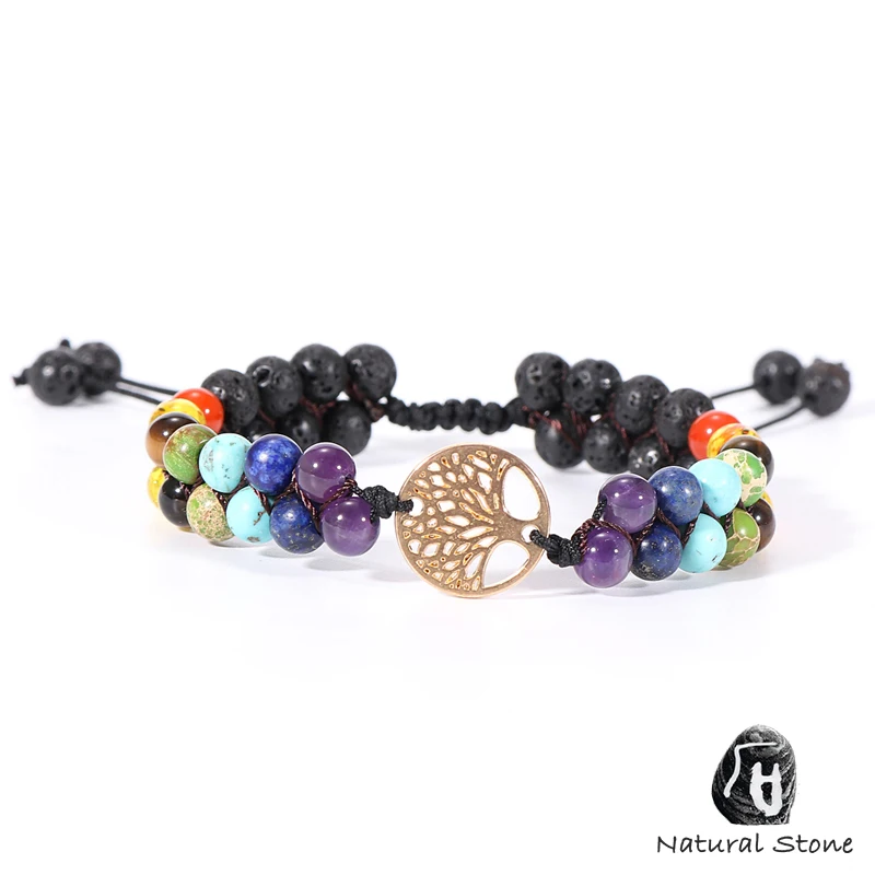 Женские и мужские природного вулканического камня бусины 7 браслеты чакры