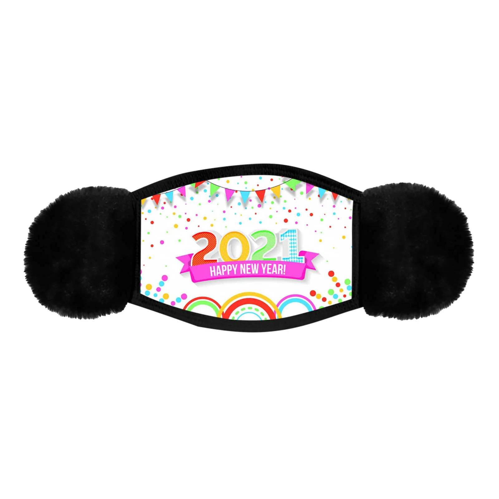 

1PC Unisex Protective Mouth Mask Adult Winter New Year Print Warm Hair Ball Hanging Ear Mask Mouth-muffles Mascarillas Drop Ship